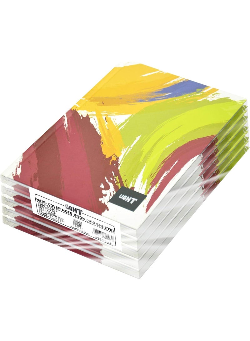 FIS Light Hard Cover Notebook, Pack of 5 Pieces, Single Line, 10x8 Inch,100 Sheets - LINB1081804 - Image 1